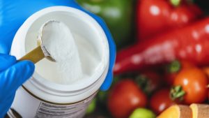 Collagen Protein Supplement Powder and Vegetables