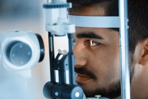 Chondroitin benefits, Ophthalmology concept. Patient eye vision examination in ophthalmological clinic